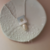 Brushed Square Sterling Silver & Pearl Pendant