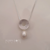 Brushed Circle Sterling Silver & Pearl Pendant