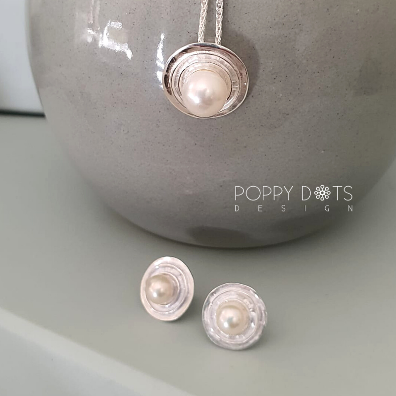 Sterling Silver & Freshwater Pearl Cup and Saucer Pendant