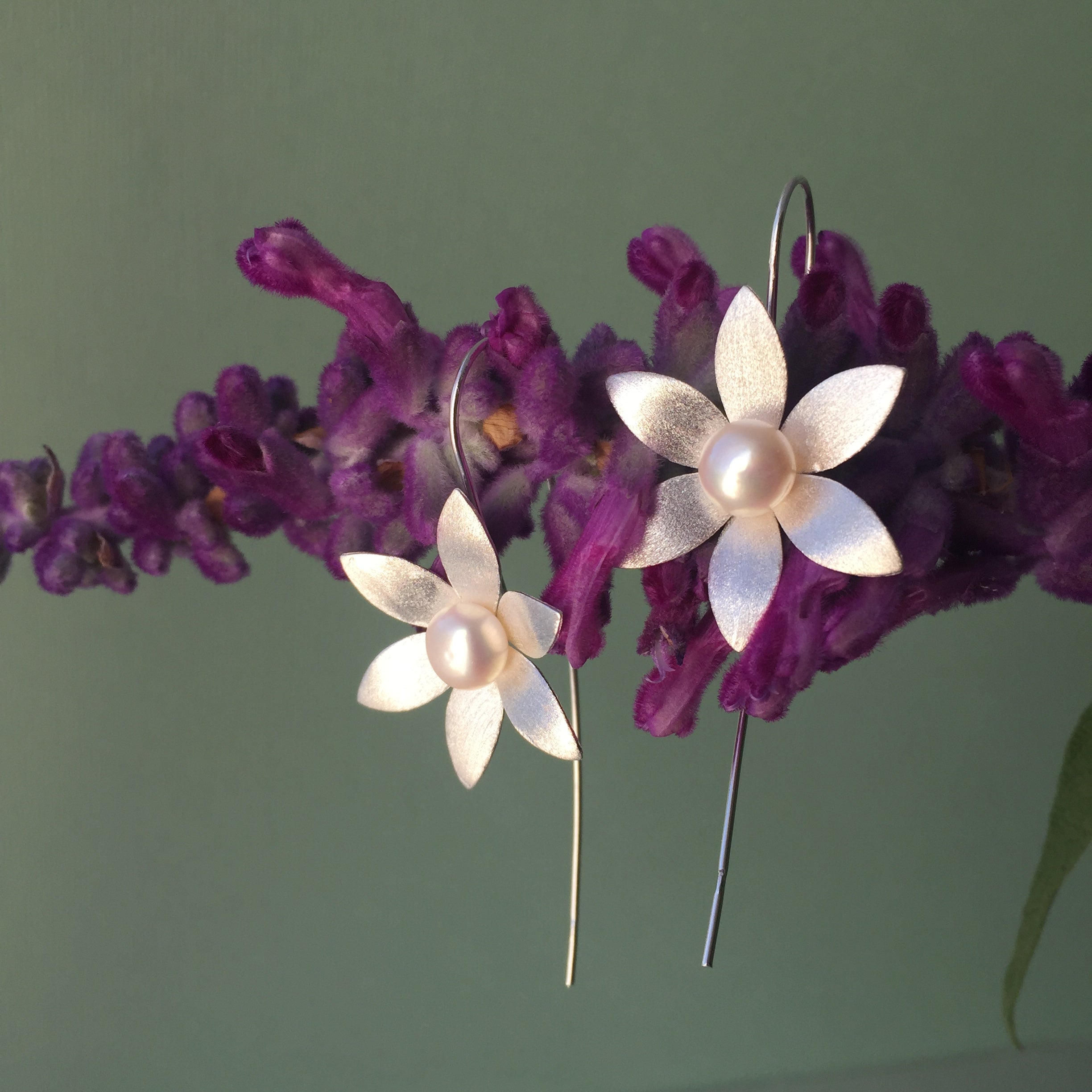 Sterling Silver & Freshwater Pearl Saffron Flowers