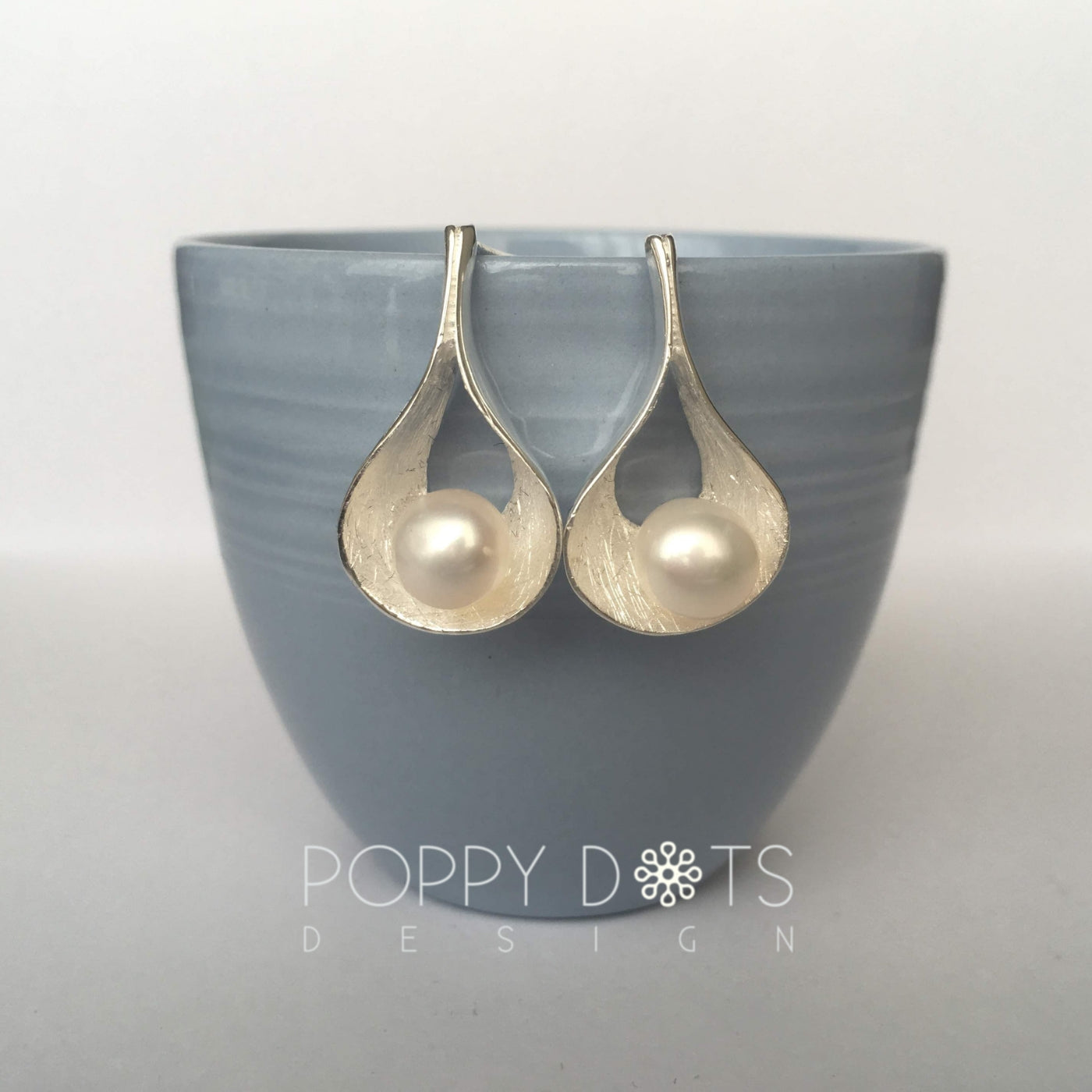 Luxurious Sterling Silver & Freshwater Pearl Drop Studs