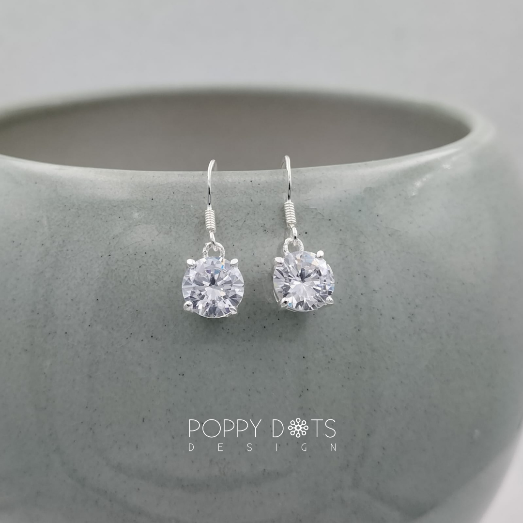 Sterling Silver Round Zirconia Earrings