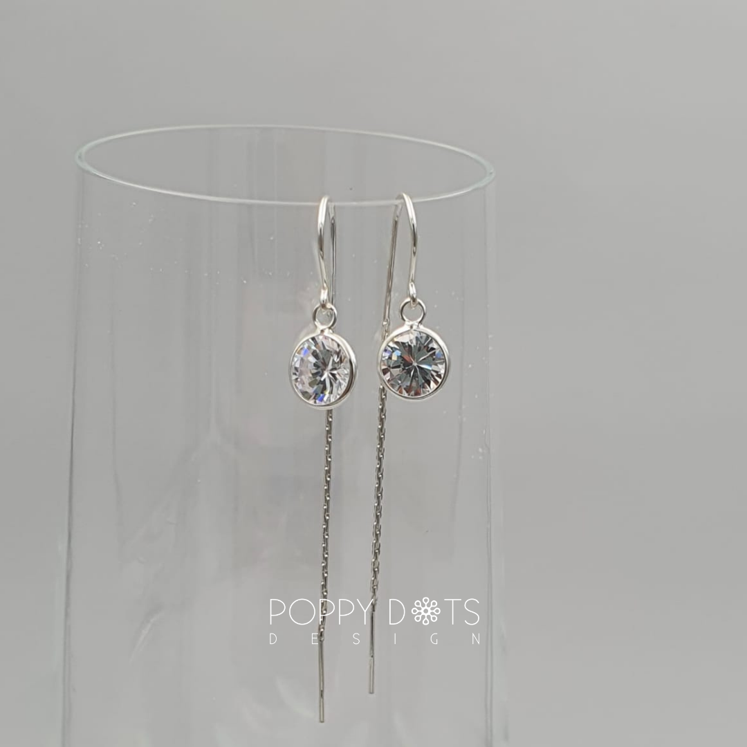 Sterling Silver & Cubic Zirconia Round Threaders