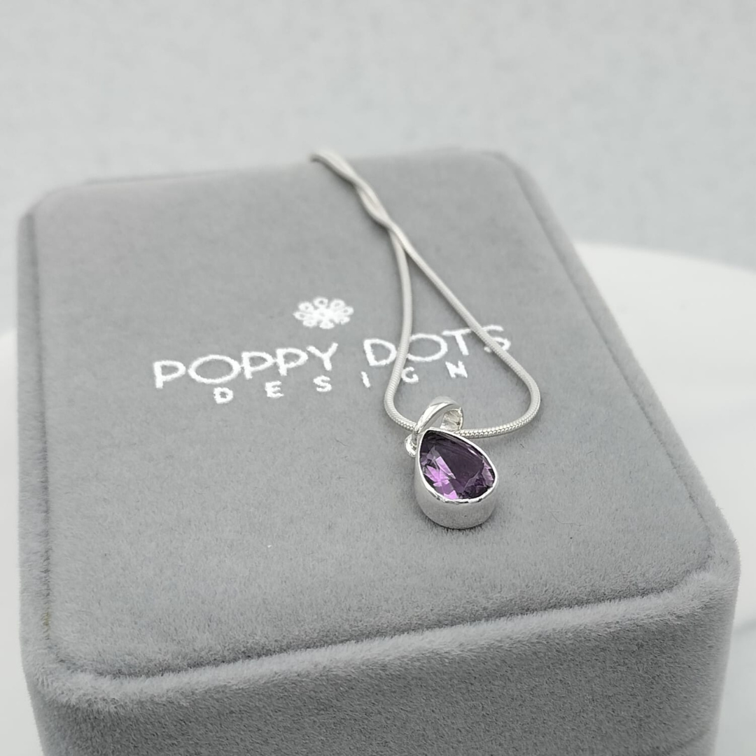 Sterling Silver Purple Amethyst Teardrop Pendant
