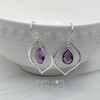 Sterling Silver Dangling Drop Purple Amethyst Earrings
