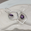 Sterling Silver Dangling Drop Purple Amethyst Earrings