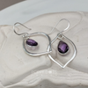 Load image into Gallery viewer, Sterling Silver Dangling Drop Purple Amethyst Earrings