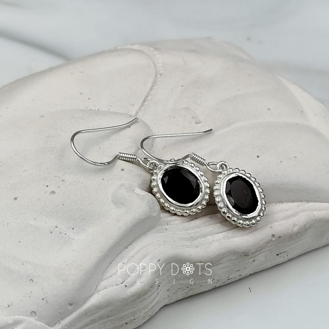 Sterling Silver Dottie Oval Garnet Earrings