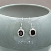 Sterling Silver Dottie Oval Garnet Earrings