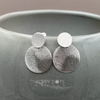 Sterling Silver Double Disk Brushed Studs