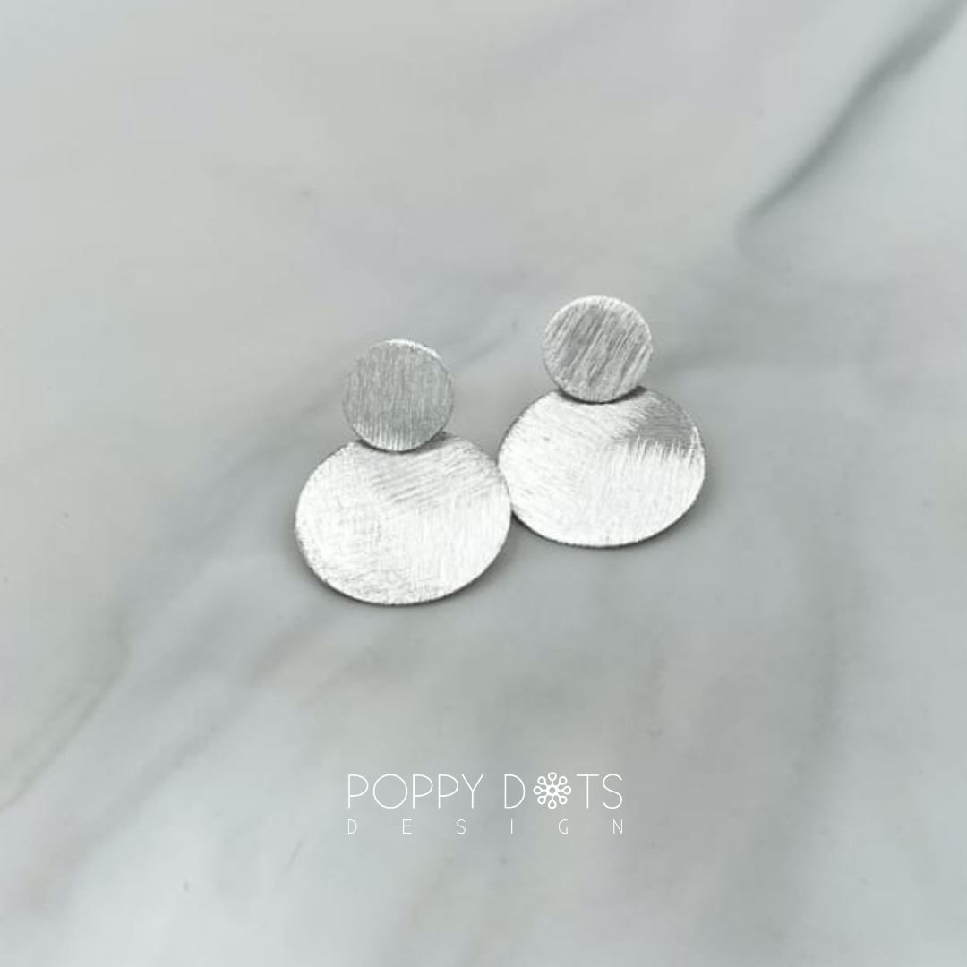 Sterling Silver Double Disk Brushed Studs