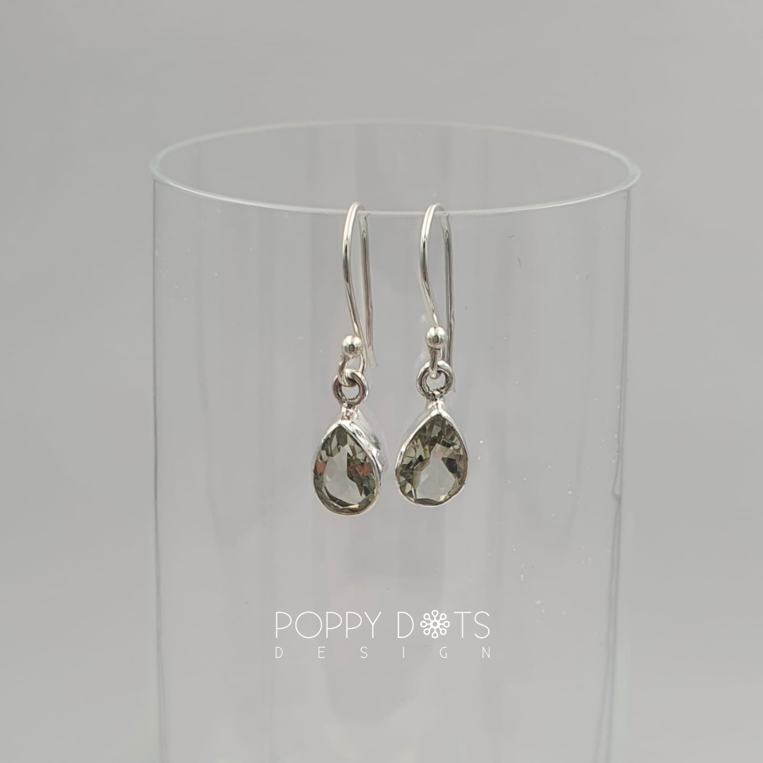 Sterling Silver Green Amethyst Teardrop Earrings