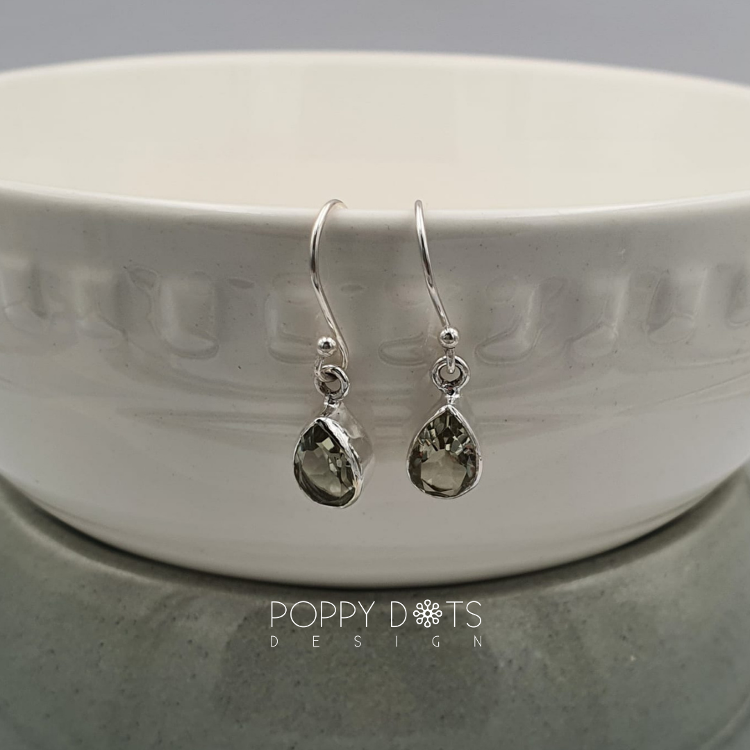 Sterling Silver Green Amethyst Teardrop Earrings