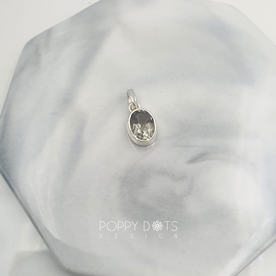 Sterling Silver Green Amethyst Oval Pendant