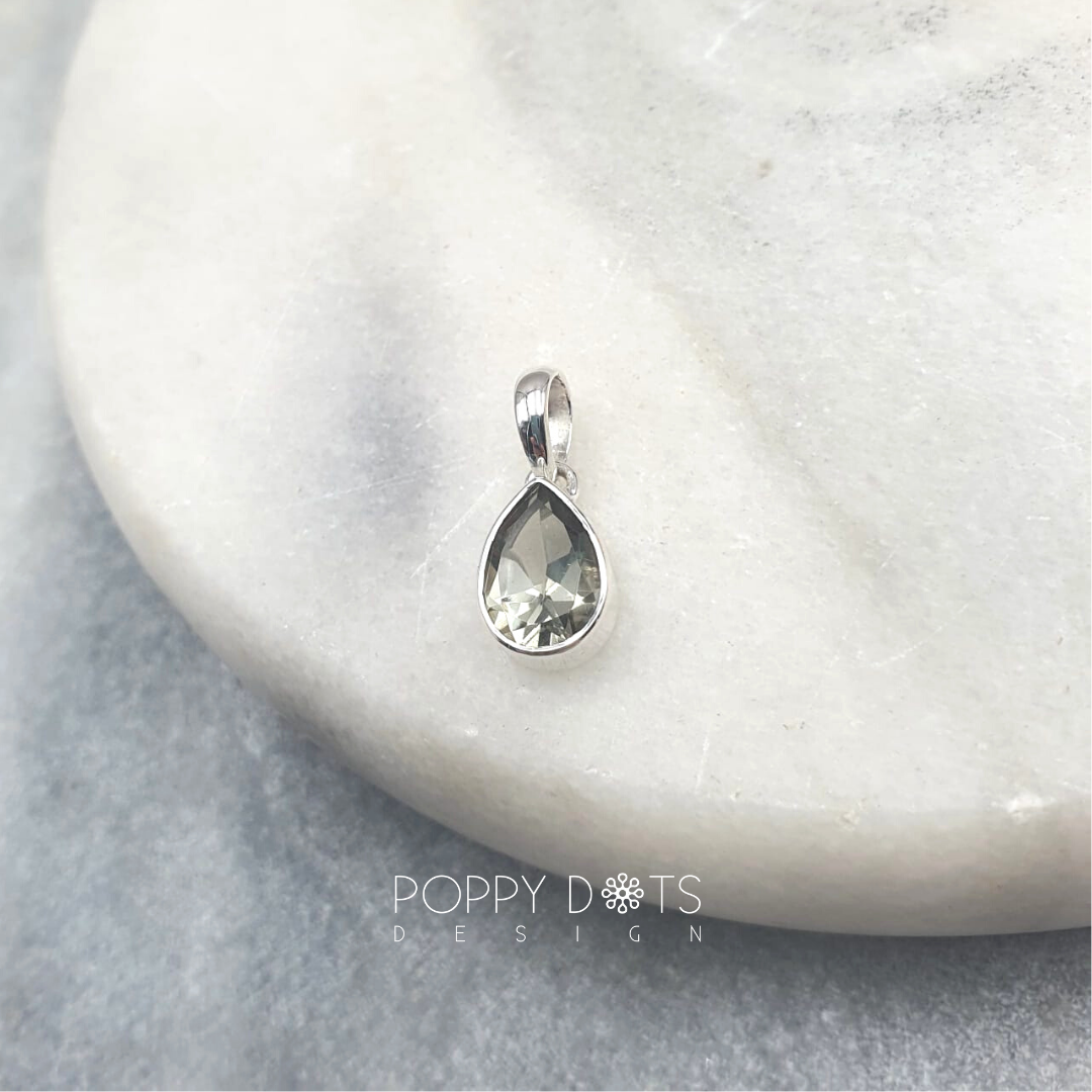 Sterling Silver Green Amethyst Teardrop Pendant