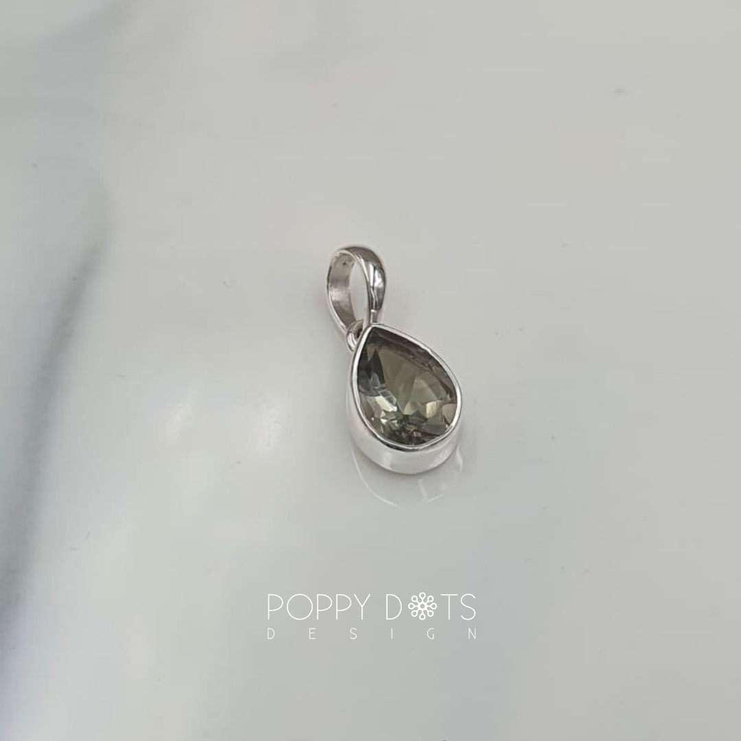 Sterling Silver Green Amethyst Teardrop Pendant