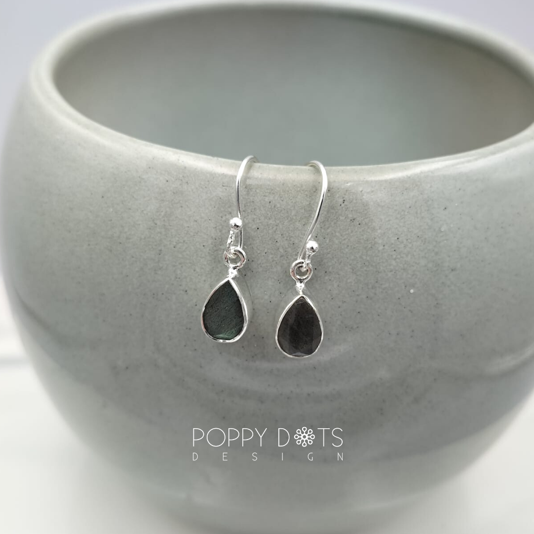 Sterling Silver Labradorite Teardrop Earrings