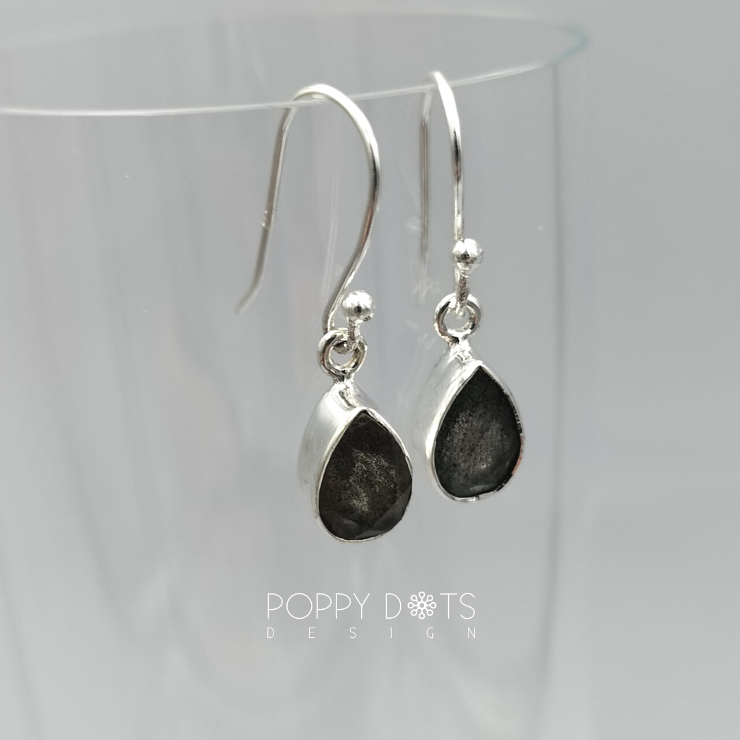 Sterling Silver Labradorite Teardrop Earrings