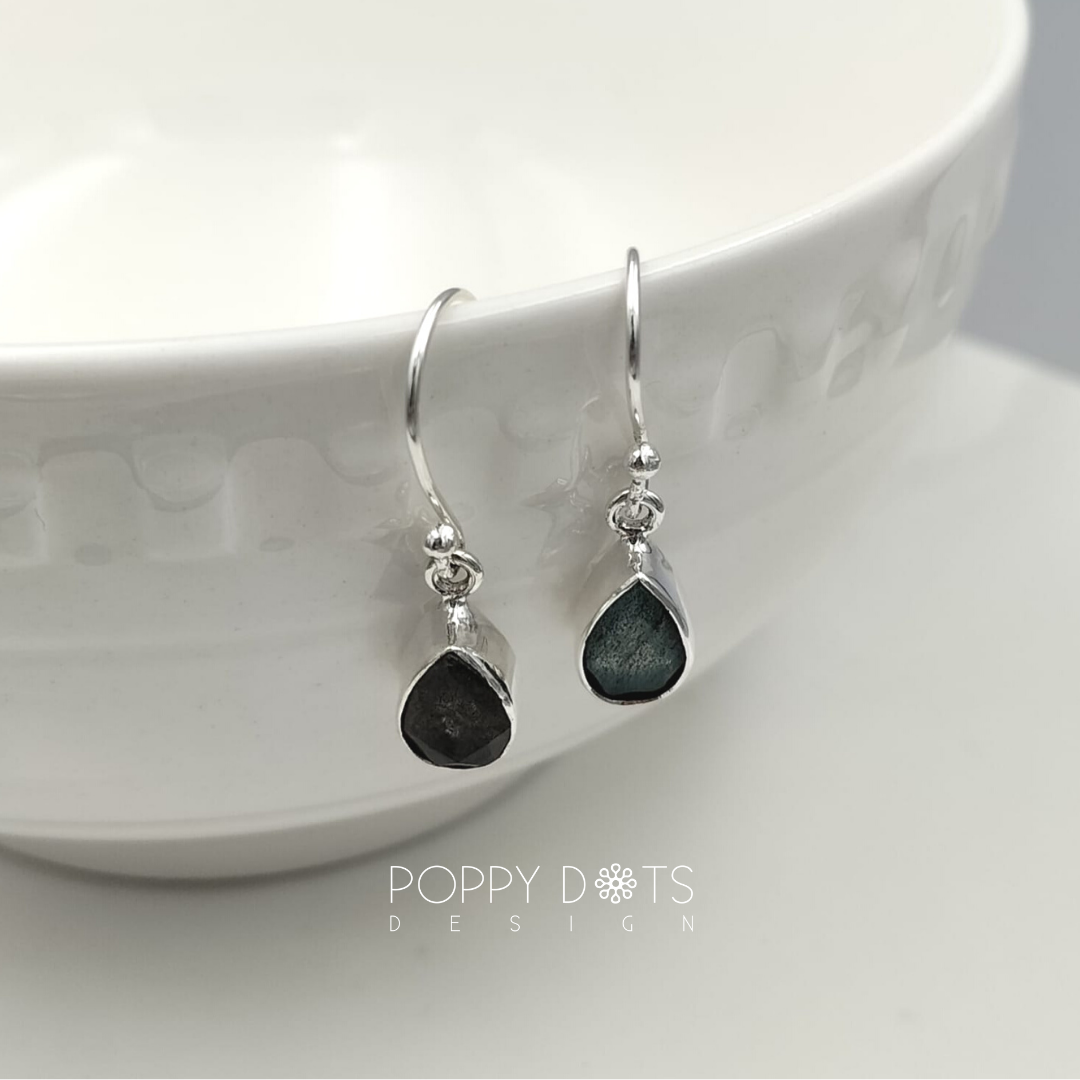 Sterling Silver Labradorite Teardrop Earrings