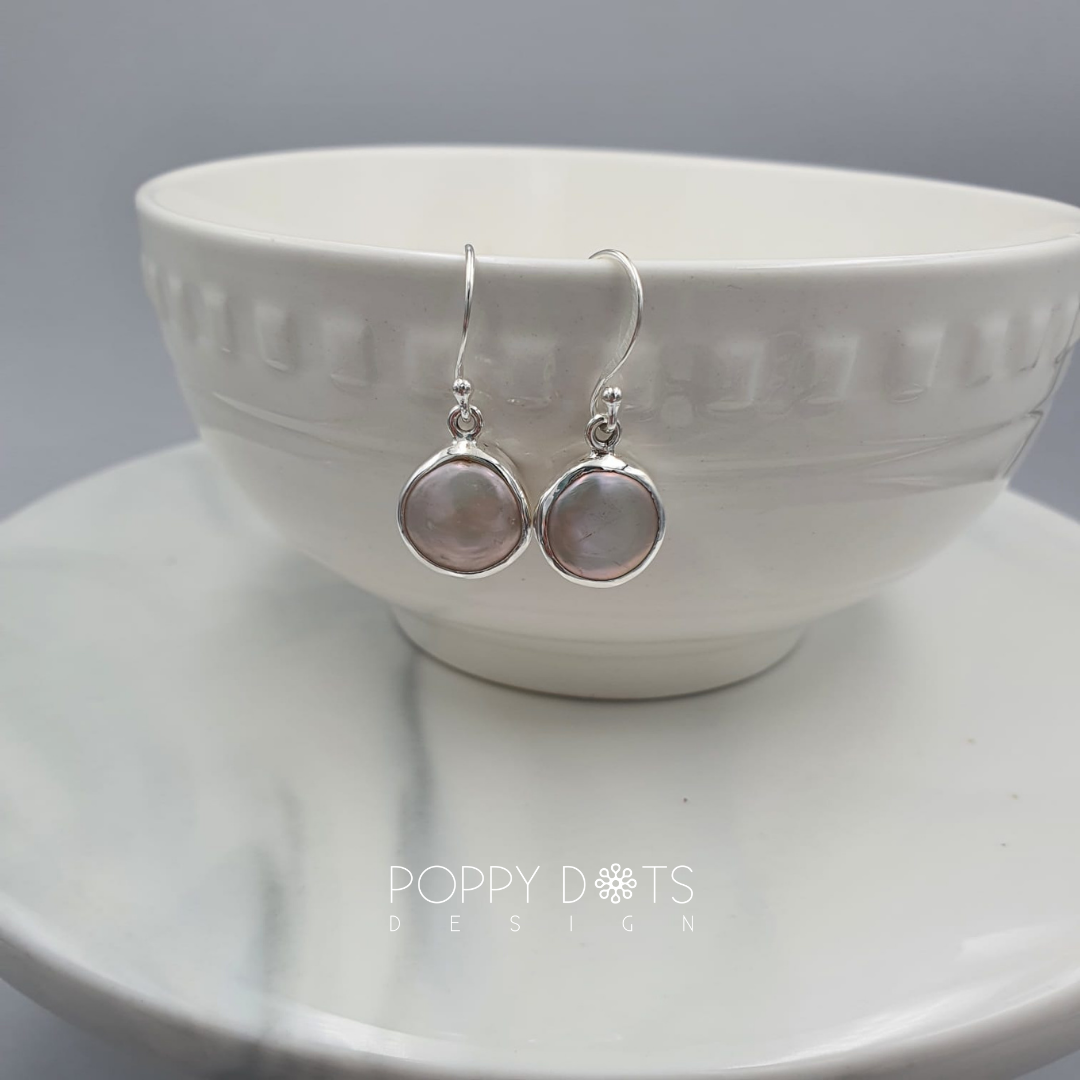 Luxurious Sterling Silver Freshwater Coin Pearl Earrings