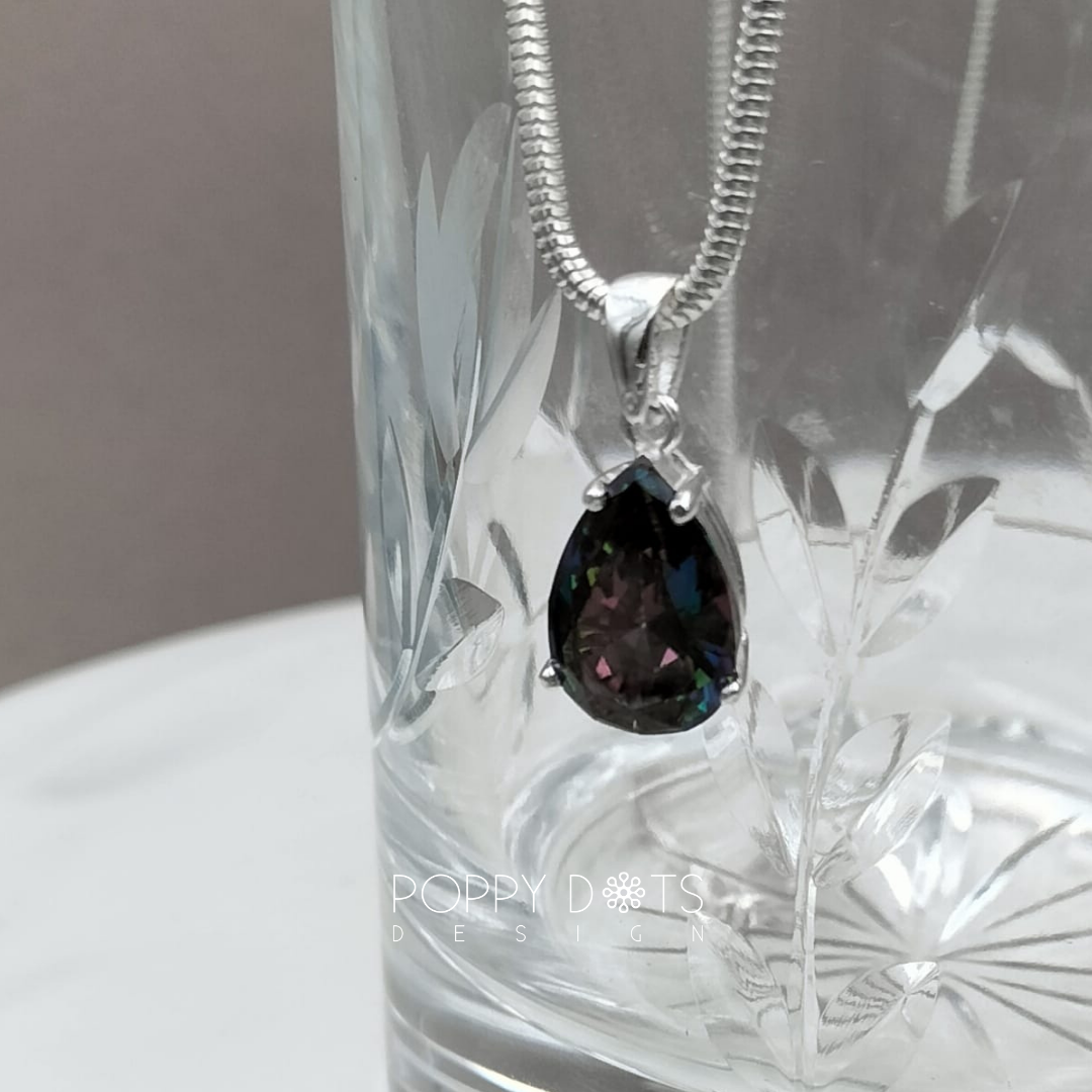 Sterling Silver Luxury Teardrop Mystic Topaz Pendant