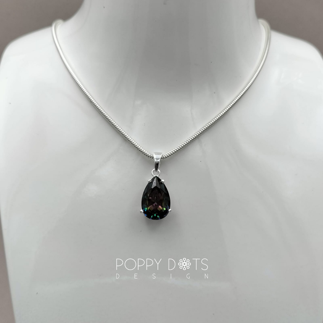 Sterling Silver Luxury Teardrop Mystic Topaz Pendant