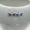 Sterling Silver Navy Blue Shell Dragonfly Earrings