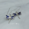 Sterling Silver Navy Blue Shell Dragonfly Earrings