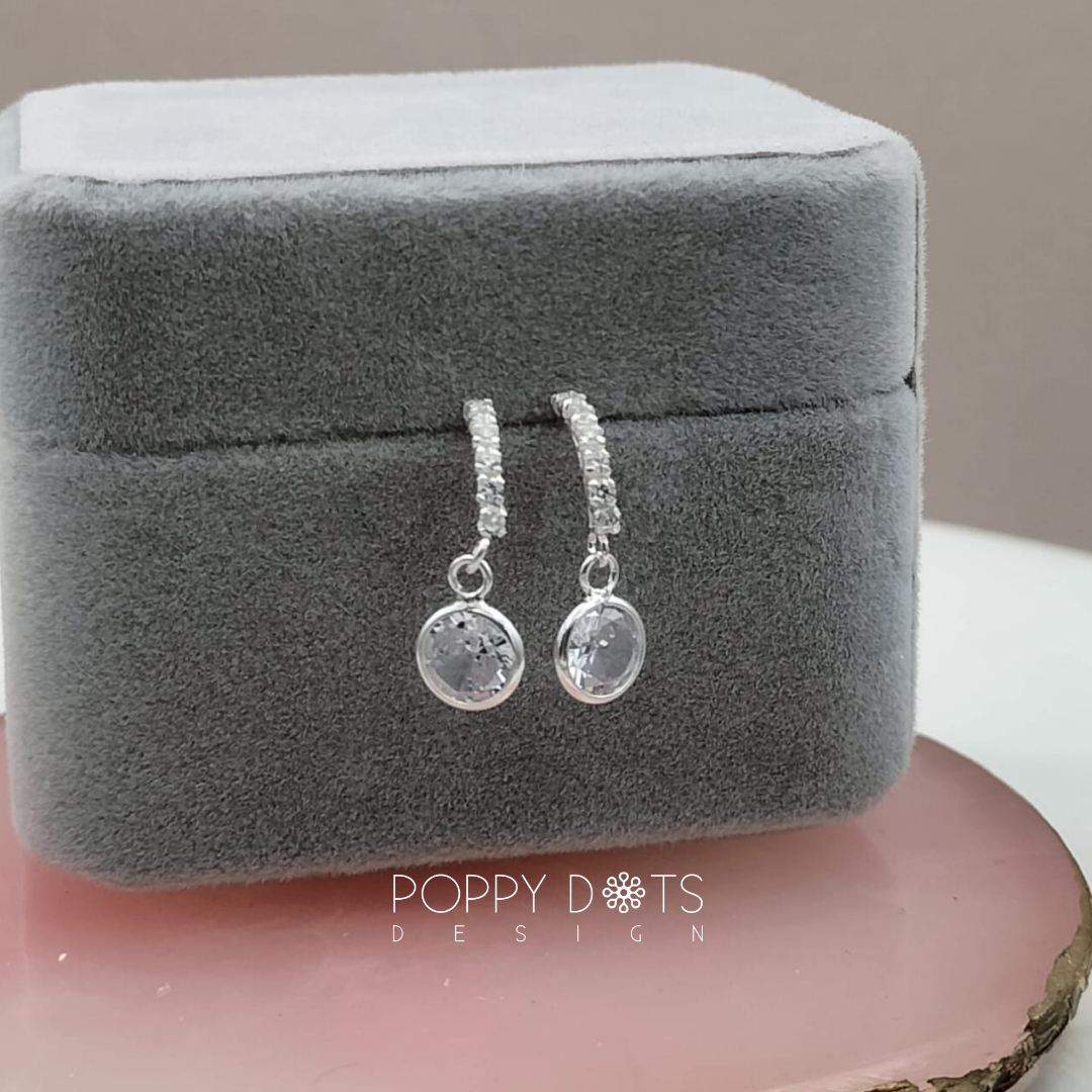 Sterling Silver Zirconia Pave Round Earrings
