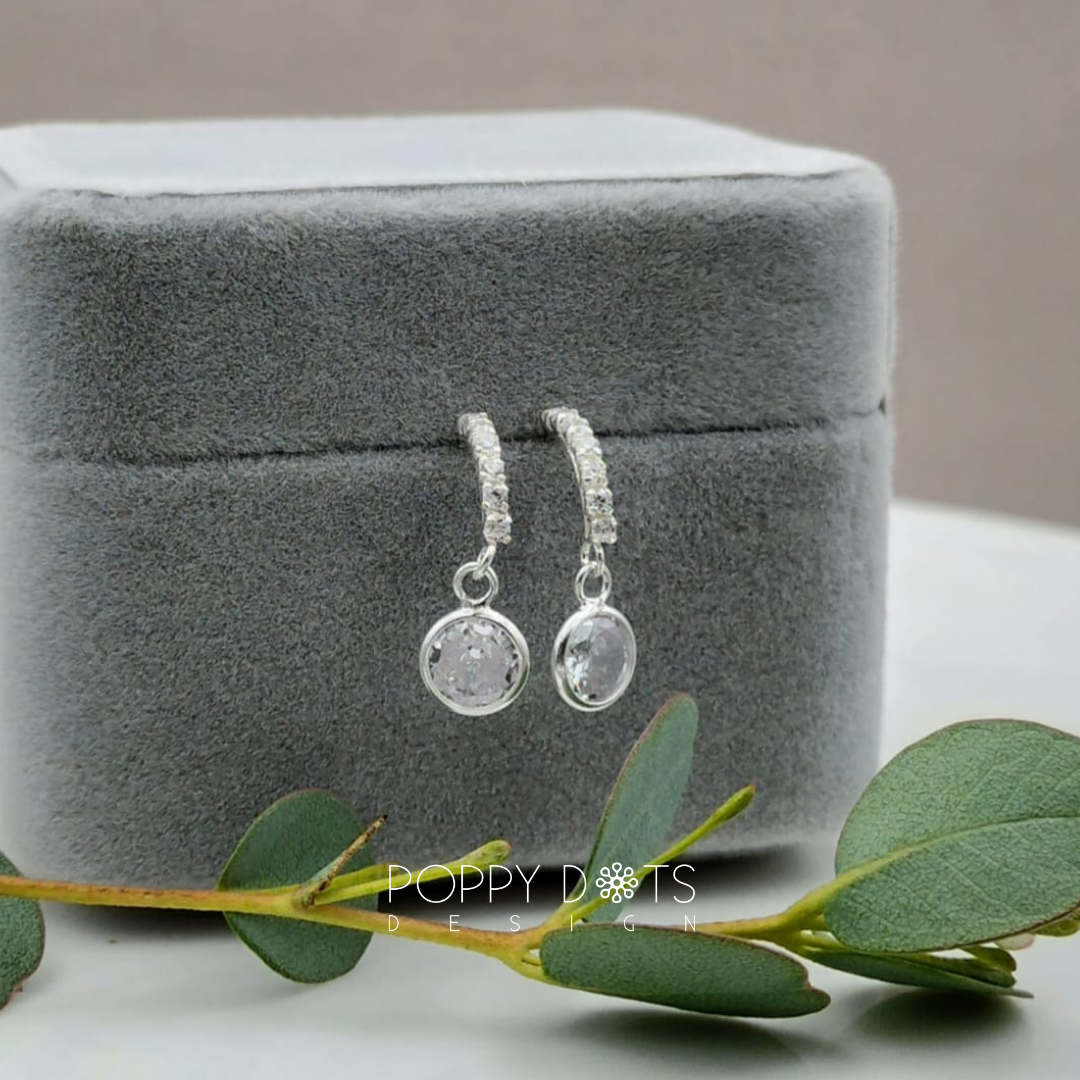 Sterling Silver Zirconia Pave Round Earrings