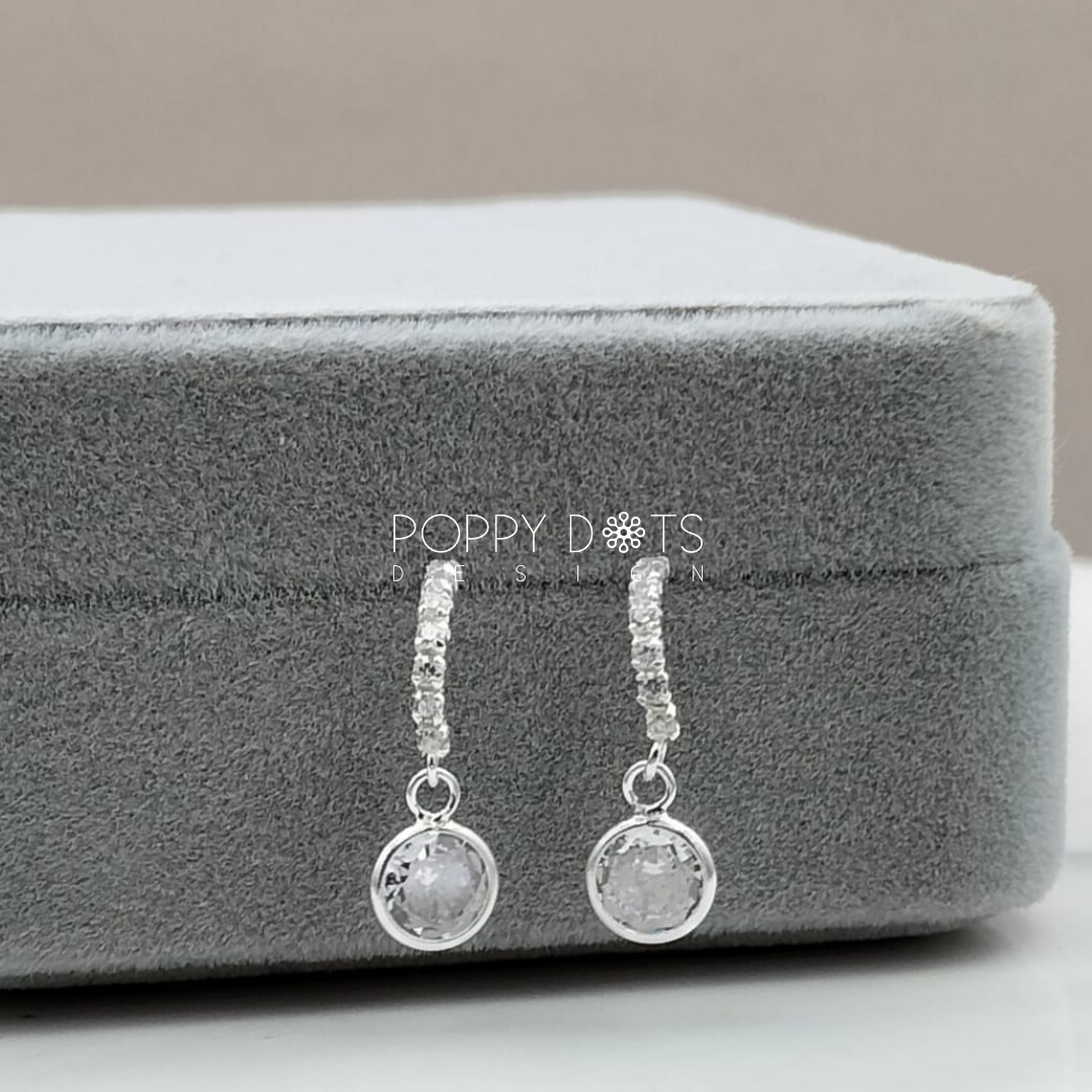Sterling Silver Zirconia Pave Round Earrings