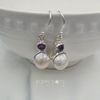 Sterling Silver Pearl and Purple Amethyst Earrings