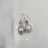 Sterling Silver Pearl and Purple Amethyst Earrings