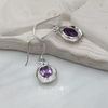 Sterling Silver Purple Amethyst Oval Cup Earrings