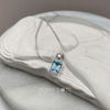 Sterling Silver Rectangular Blue Topaz Pendant