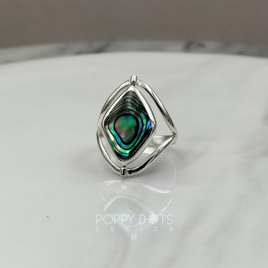 Sterling Silver Reversible Shell and Mother of Pearl Ring