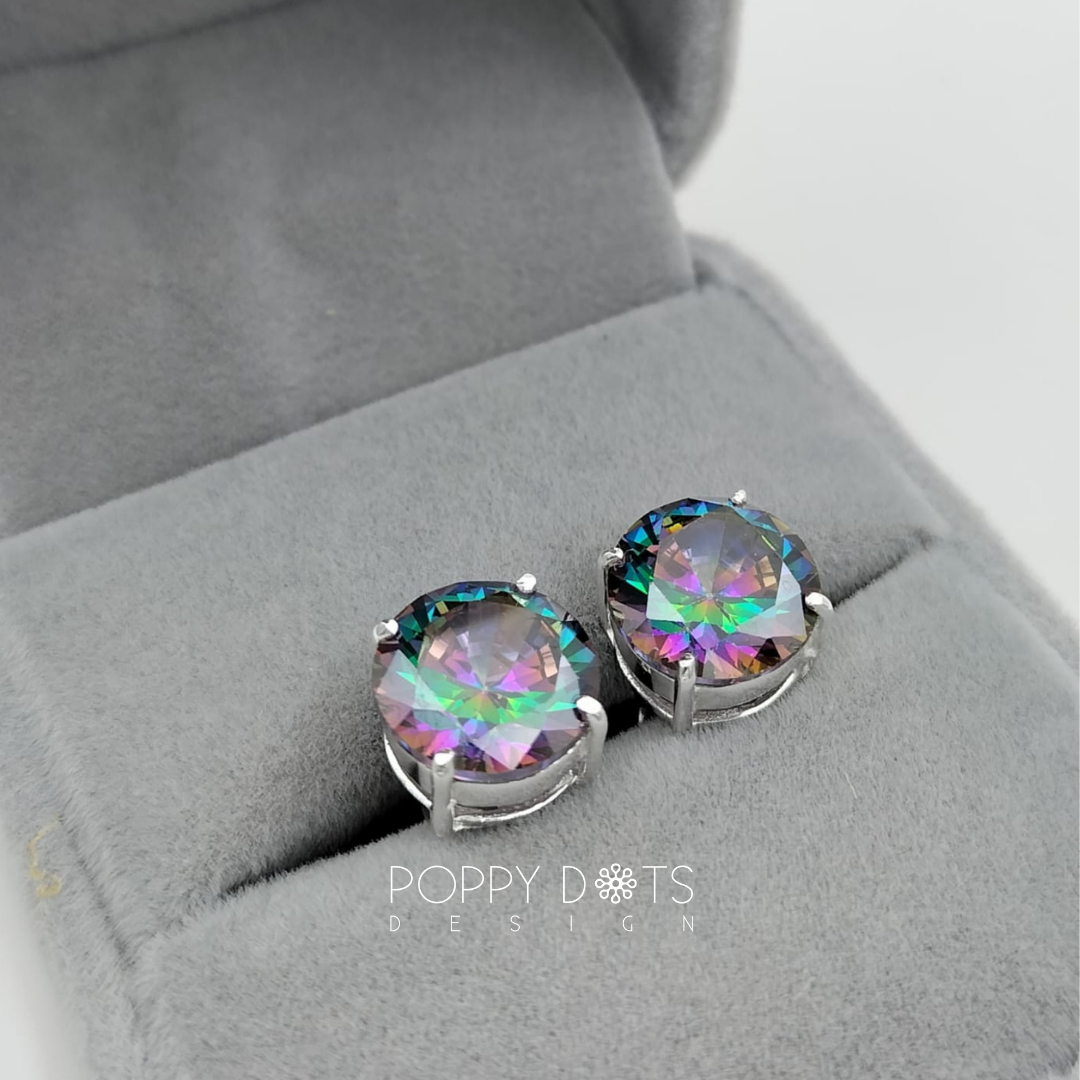 Sterling Silver Mystic Topaz Round Studs 9mm