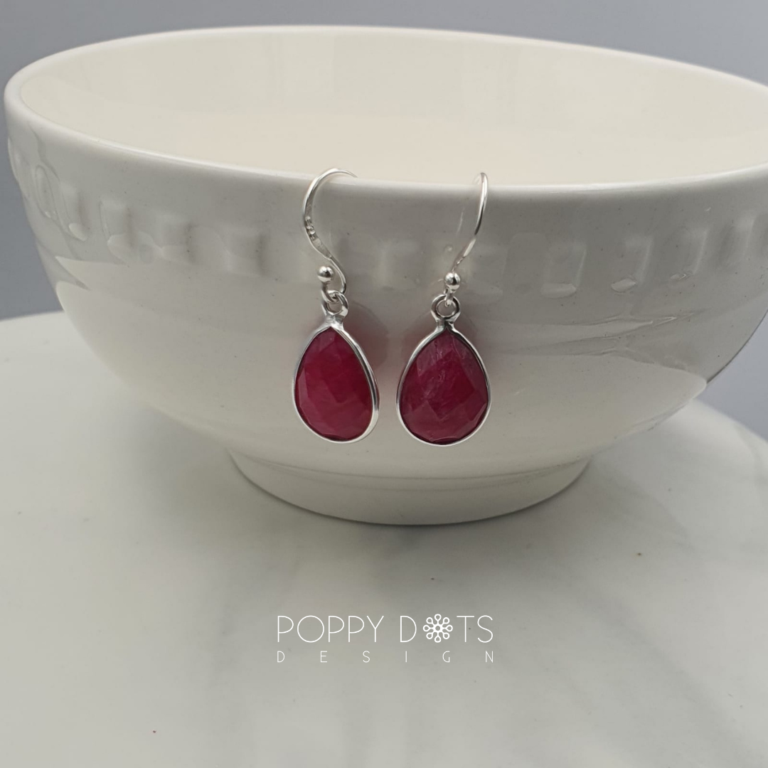 Sterling Silver Pink Tourmaline Drop Earrings