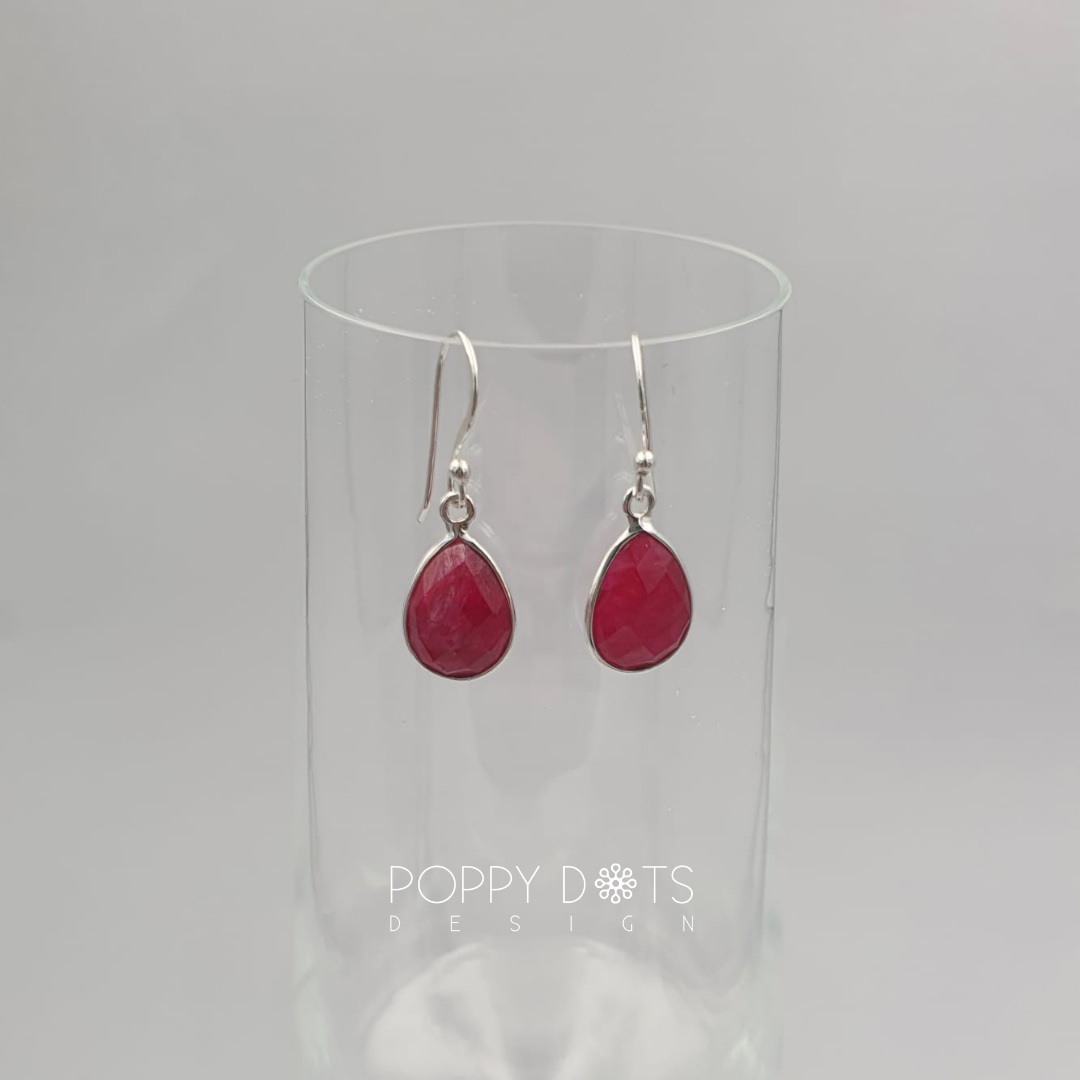 Sterling Silver Pink Tourmaline Drop Earrings