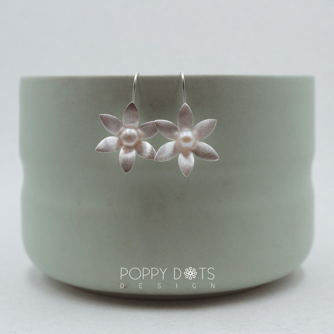 Sterling Silver & Freshwater Pearl Saffron Flowers