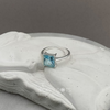 Sterling Silver Square Blue Topaz Solitaire Ring