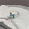 Sterling Silver Square Blue Topaz Solitaire Ring