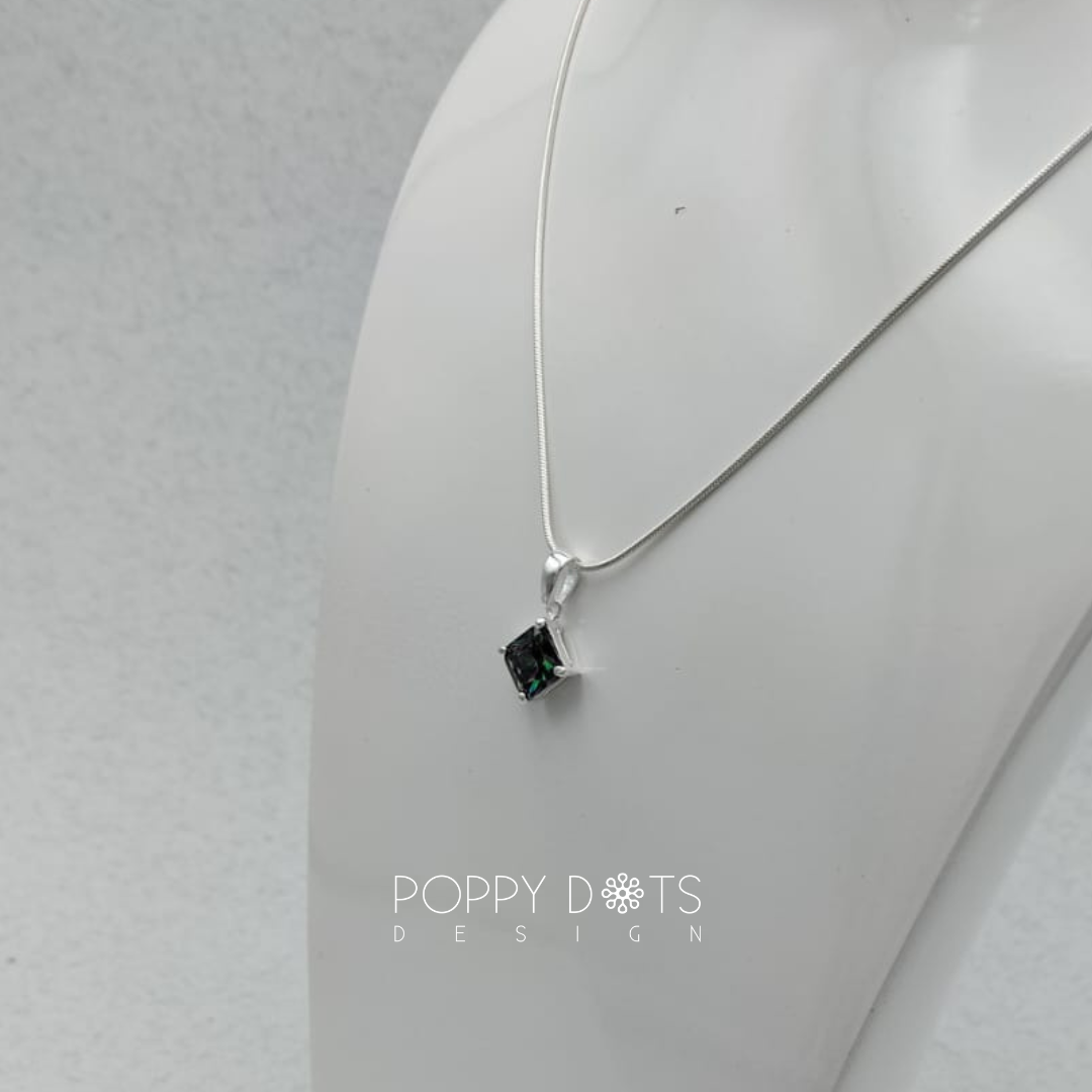 Sterling Silver & Square Mystic Topaz Pendant