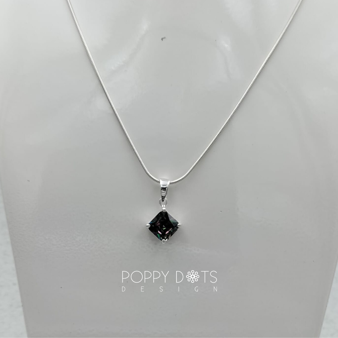 Sterling Silver & Square Mystic Topaz Pendant