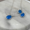 Load image into Gallery viewer, Sterling Silver Teardrop Blue Onyx Earrings