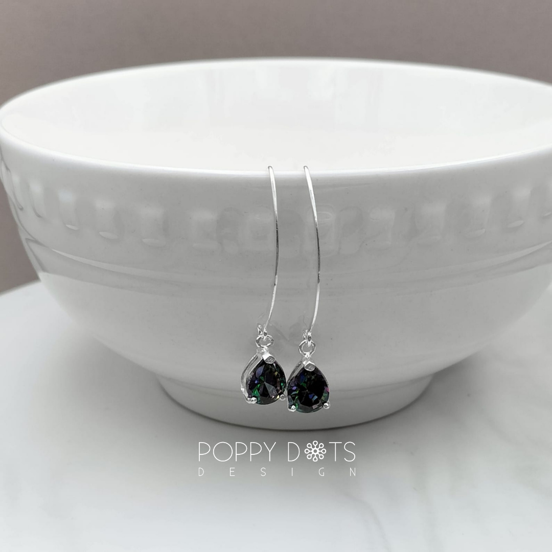Sterling Silver Teardrop Mystic Topaz Splendor Hook Earrings