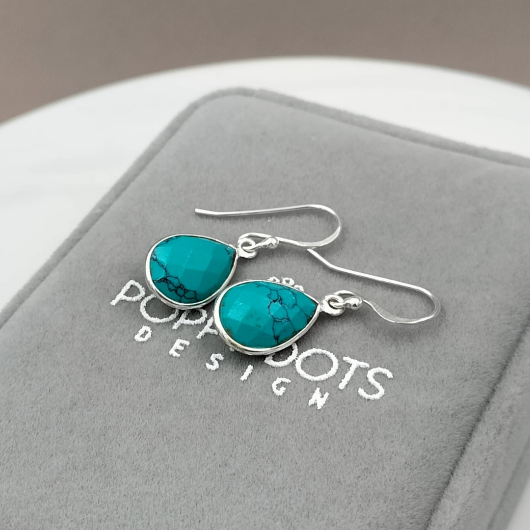 Sterling Silver Teardrop Turquoise Earrings