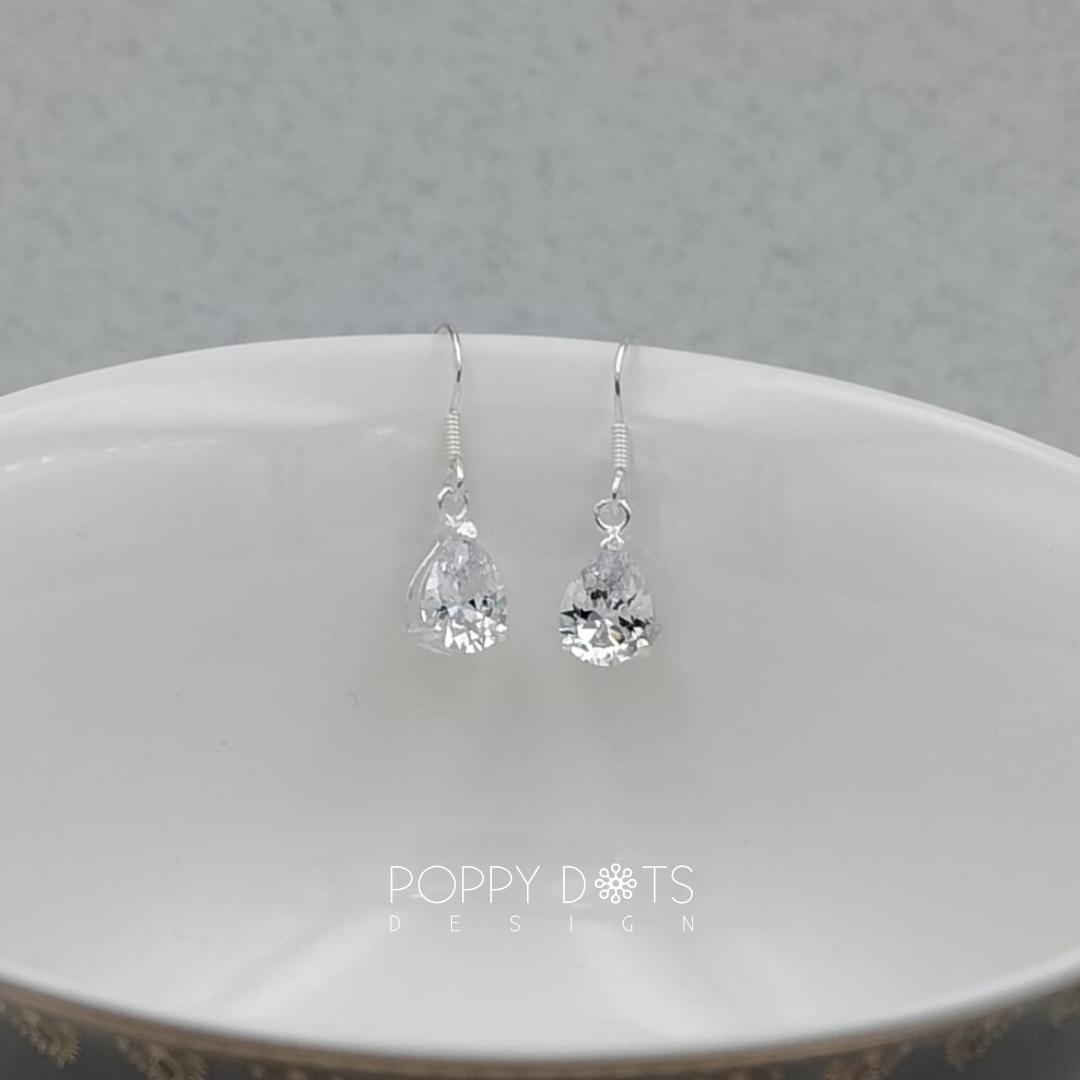 Sterling Silver Teardrop Zirconia Earrings