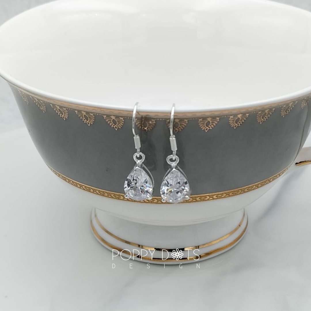 Sterling Silver Teardrop Zirconia Earrings