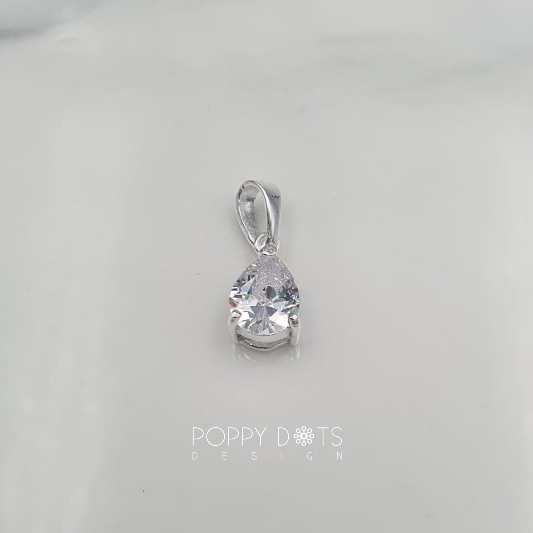 Sterling Silver Zirconia Teardrop Pendant